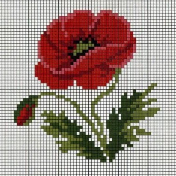 Вышивка крестом цветы маки