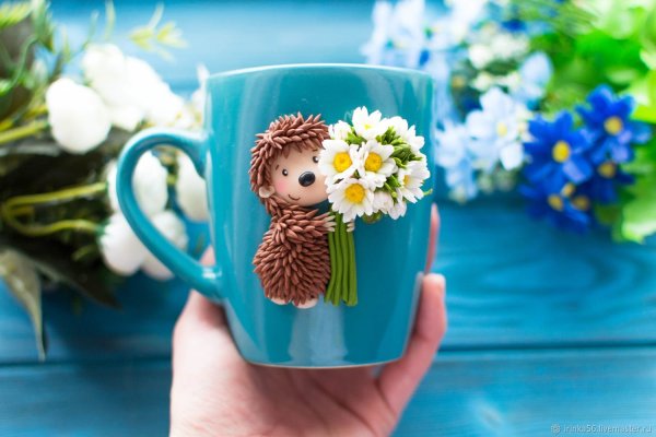 Кружка с ромашками полимерная глина