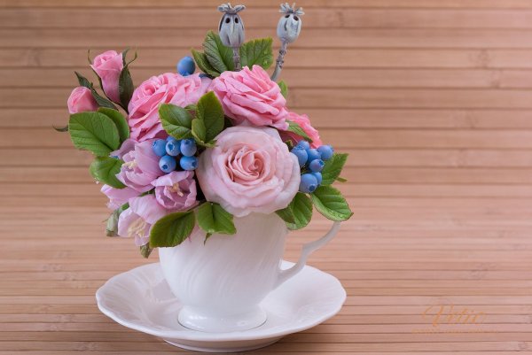 Букет в чашке