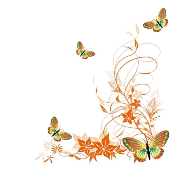 Орнамент из бабочек и цветов
