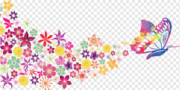 Россыпь цветов на прозрачном фоне