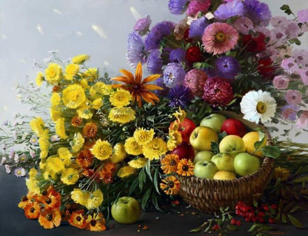Осенние цветы и фрукты