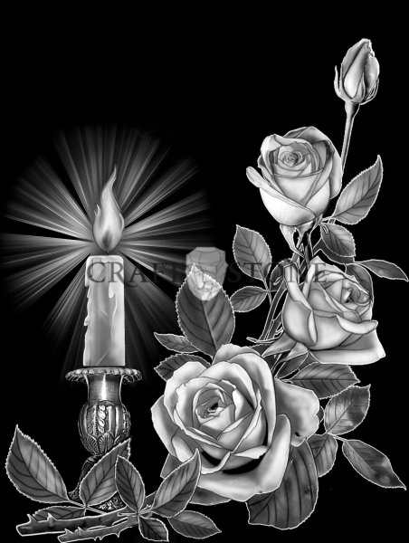 Свеча с ромашками на памятник гравировка