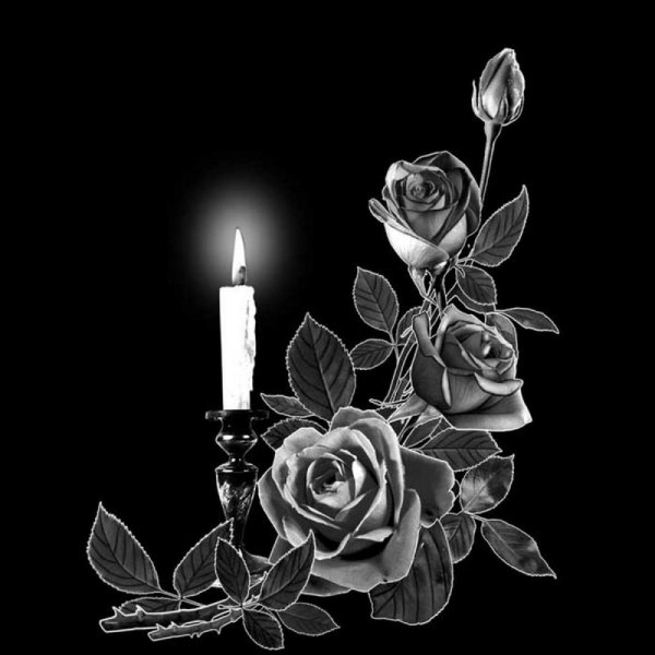 Свеча и цветы на памятник