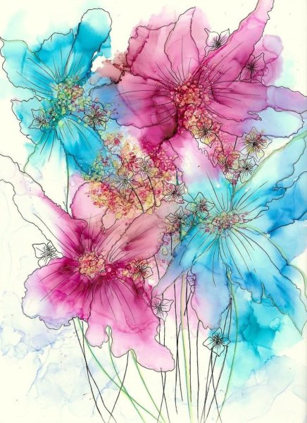 Абстрактные Акварельные цветы