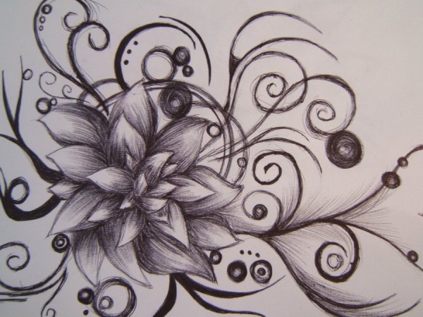 Цветочные узоры карандашом