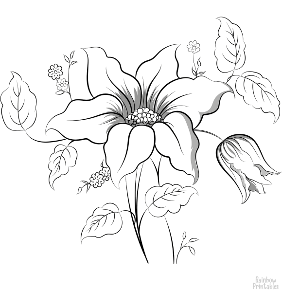 Волшебные цветы. Раскраска
