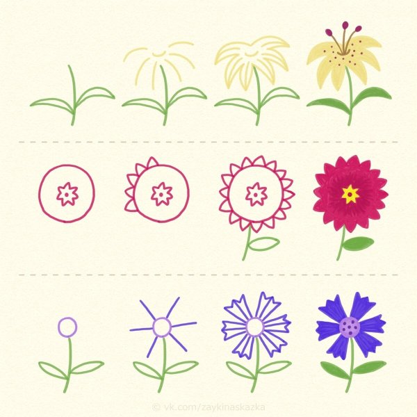Схемы рисования цветов