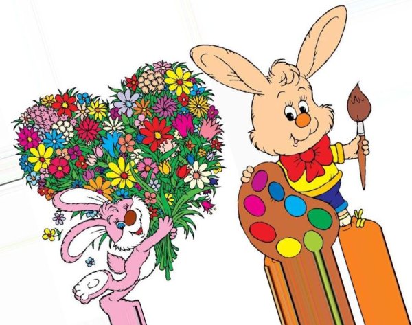 Зайчонок с цветами