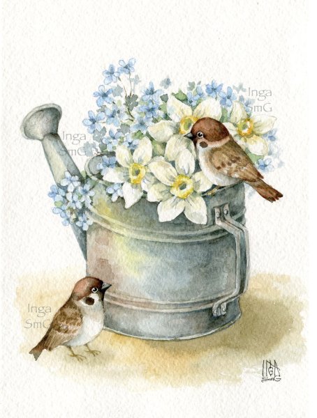 Картинки птицы и цветы винтажные (70 фото)