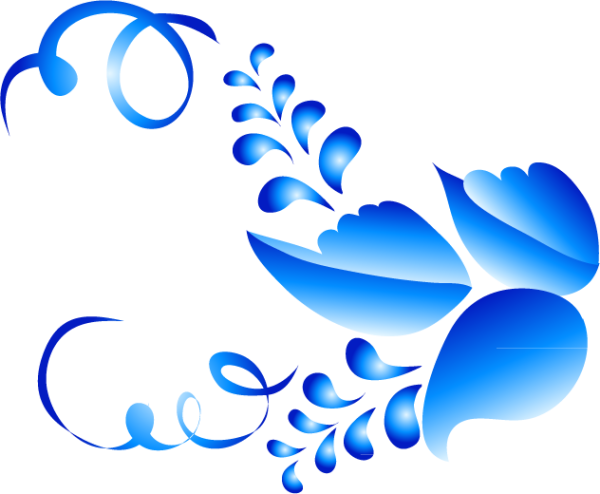 Элементы Гжели на прозрачном фоне