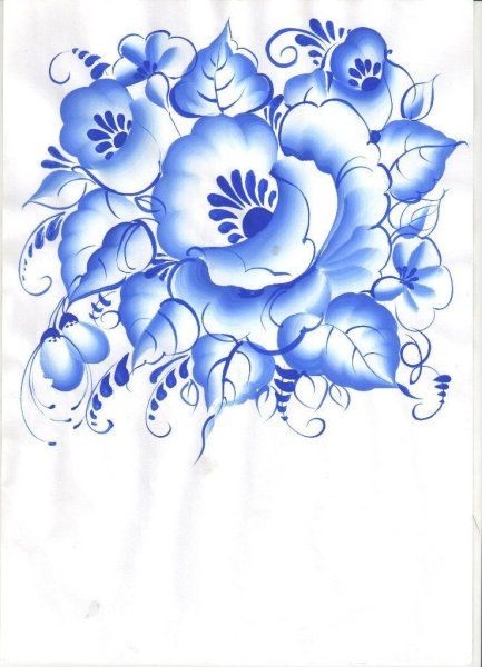 Гжельская роспись орнаментальная стилистика