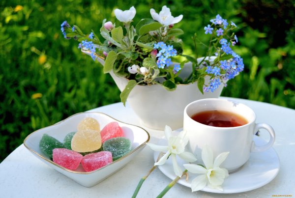 Утро чай цветы