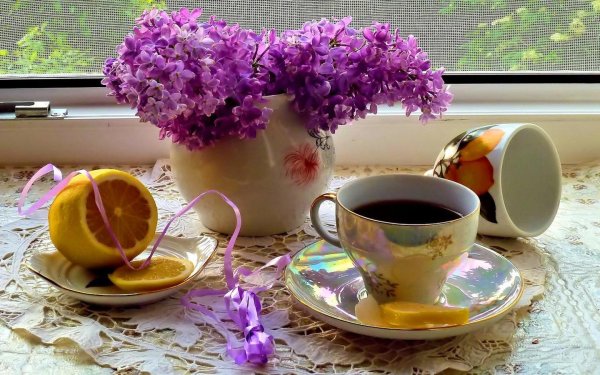 Роза с чашечкой чая