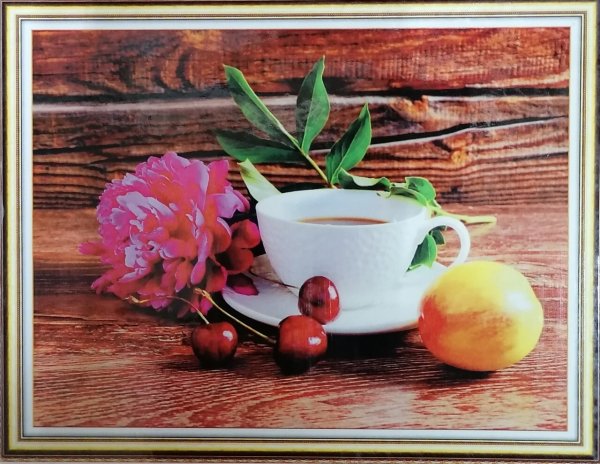 Чашка чая и цветы