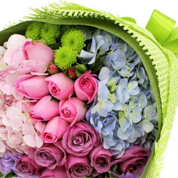 Букет "роза и хамелациум" мини