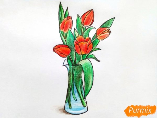 Раскраска букет полдевых цвето в