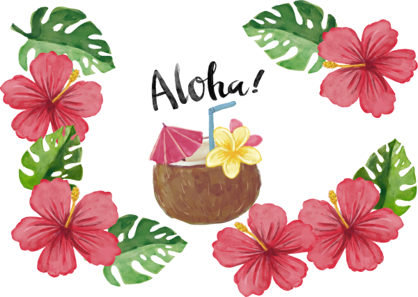 Гавайские цветы на прозрачном фоне