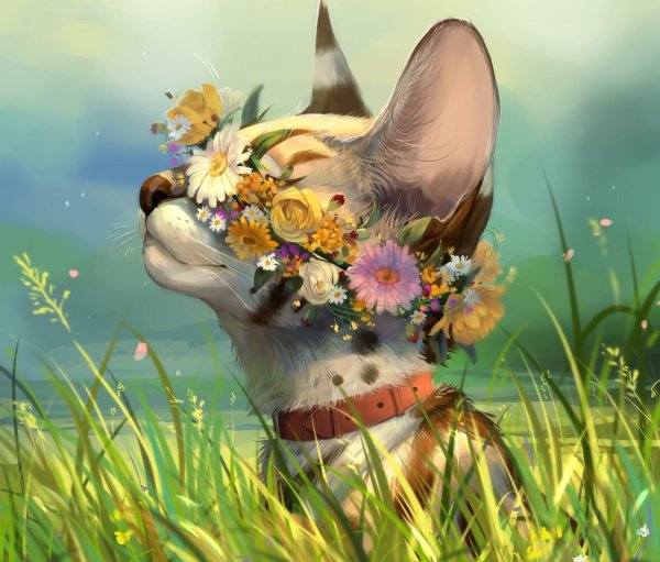 Летний кот арт