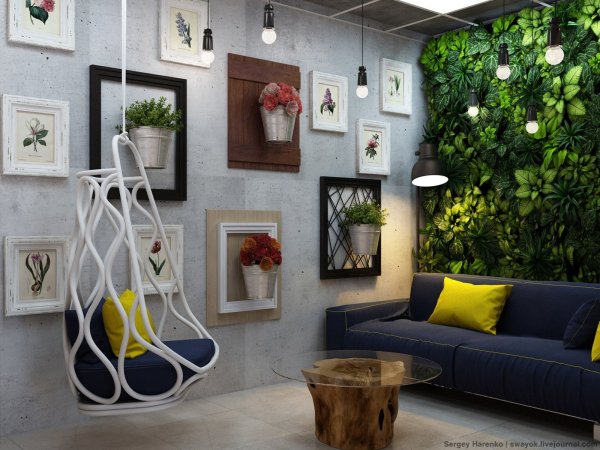 Комнатные цветы в стиле лофт в интерьере