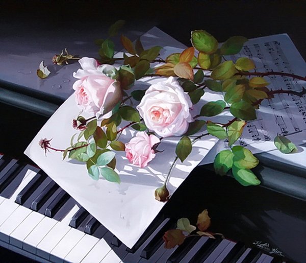 Пианино с цветами