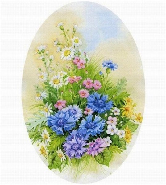 Цветы в овале для декупажа