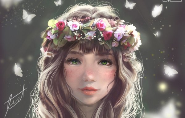 Девушка в цветах арт