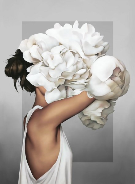 Нарисованные цветы в волосах