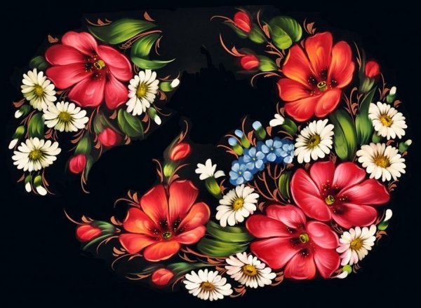 Цветы в росписи Жостово