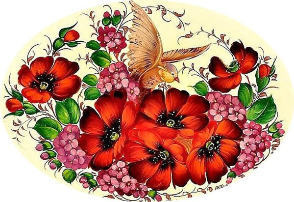 Петриковская роспись маки