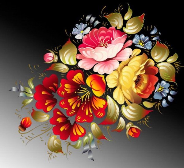 Жостовская роспись цветы