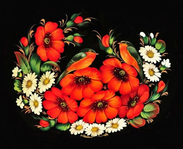 Цветы в росписи Жостово