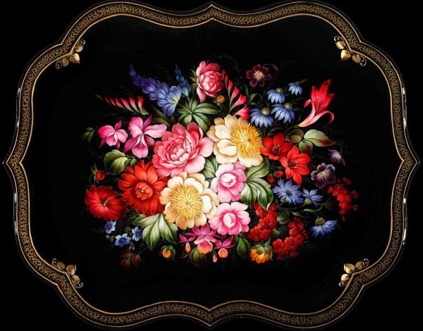 Поднос Жостово венок