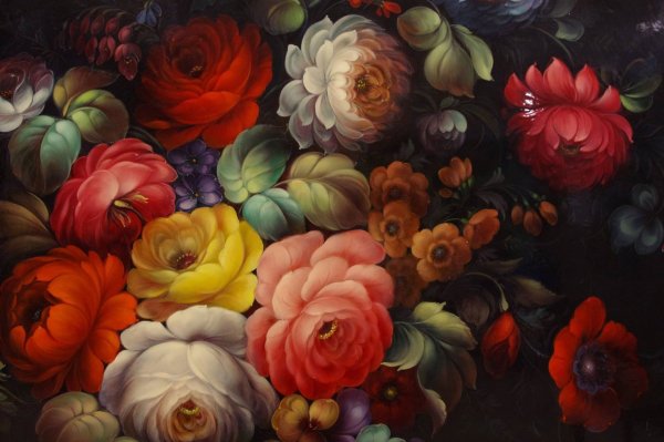 Живопись цветочной росписи Жостово.