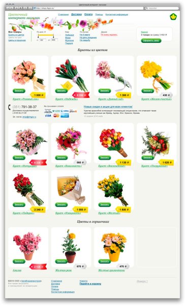 Ассортимент цветочного магазина