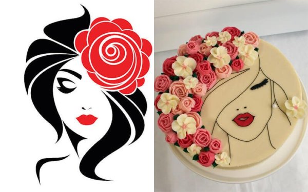 Трафарет лица девушки для торта