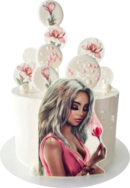 Девушка с тортом арт