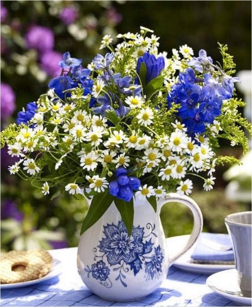 Синие цветы утро