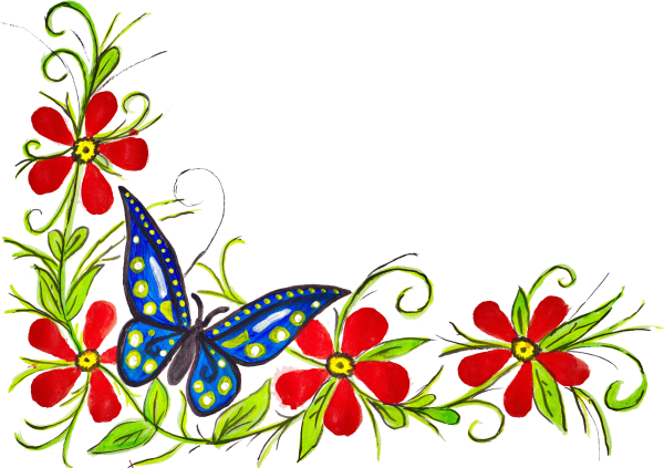 Узоры угловые с бабочками