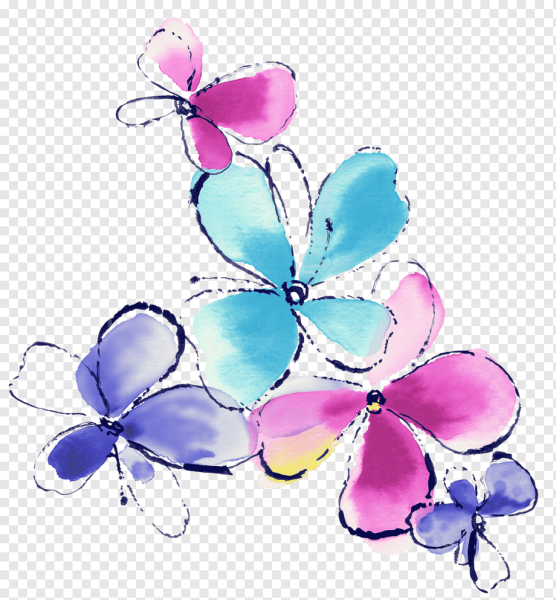 Нарисованные цветы на прозрачном фоне