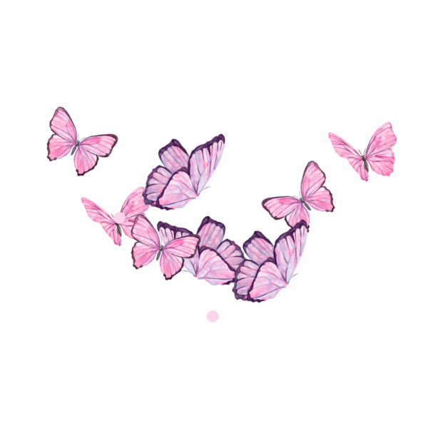 Розовые бабочки на прозрачном фоне