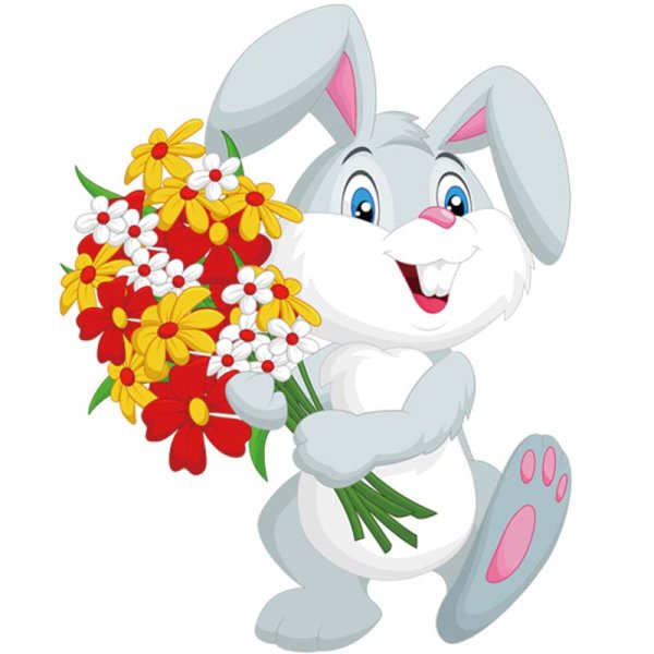 Зайчонок с букетом