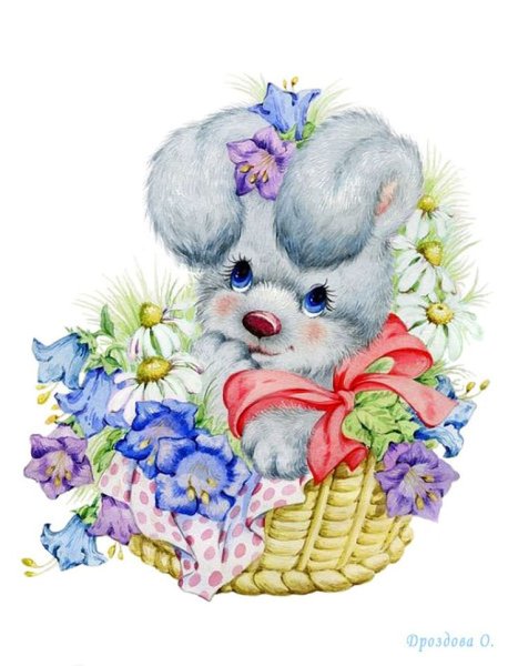 Разукрашенный заяц с цветами