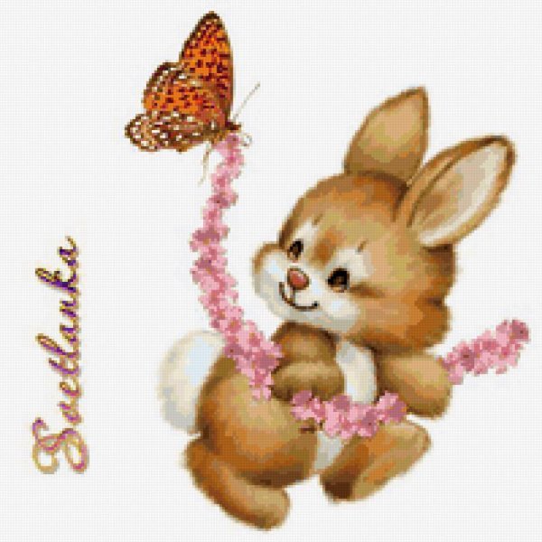 Мультяшный заяц с цветами