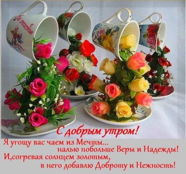 Доброе утро цветы с надписью