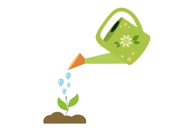 Дети в огороде с лейкой