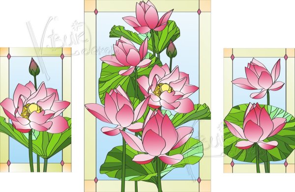 Витраж трафарет цветной