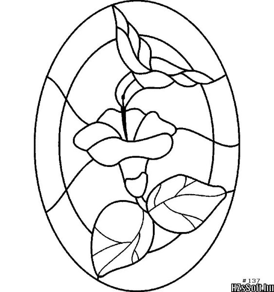 Контур для витража цветы