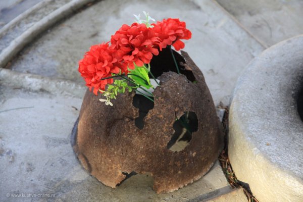 Военная каска и цветы