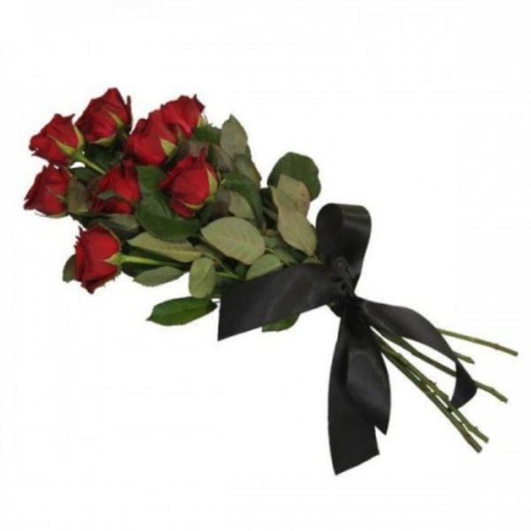 Розы с траурной лентой